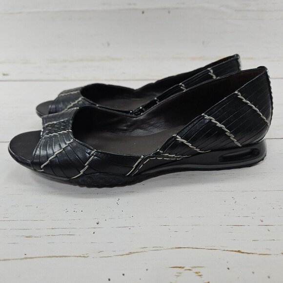 Cole Haan Air Bria Huarache Women Shoe Size 6B Black Wedge Open Toe Woven D27319 - Picture 2 of 12